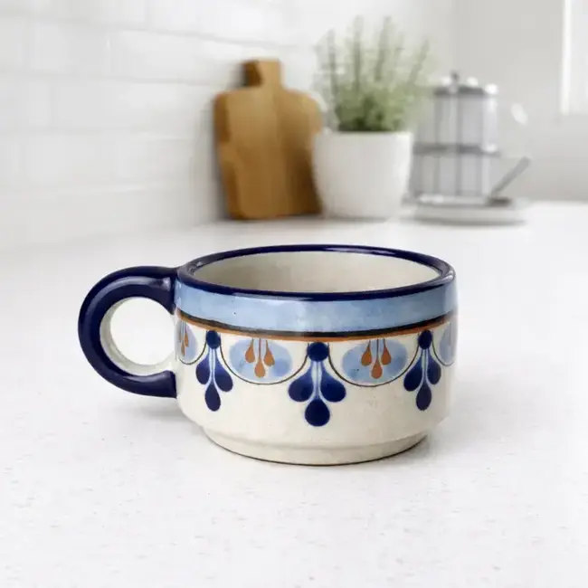 Cortado Cup - Hand-Painted Ceramic, Blue