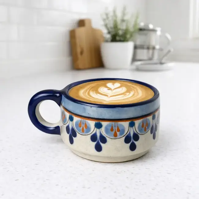 Cortado Cup - Hand-Painted Ceramic, Blue