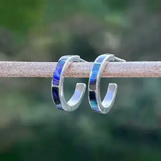 Indonesia Abalone Inlay Huggies - Sterling Silver