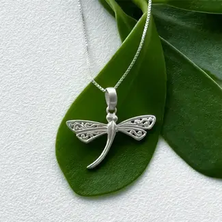 Indonesia Necklace - Graceful Dragonfly Sterling Silver
