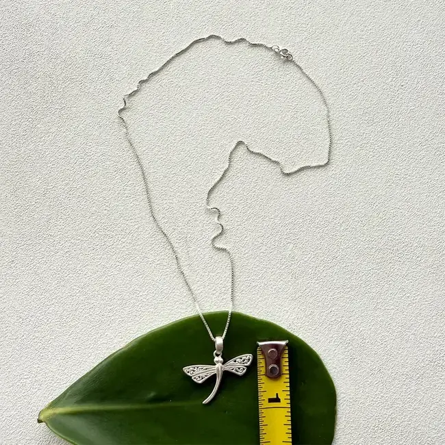 Graceful Dragonfly Necklace - Sterling Silver