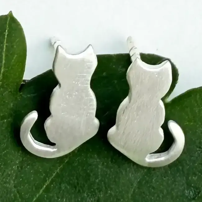 Earrings  - Tiny Cat Studs in Sterling Silver