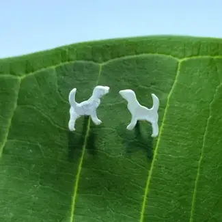 Indonesia Earrings  - Tiny Dog Studs Sterling Silver