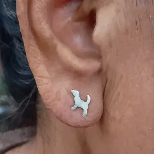 Earrings  - Tiny Dog Studs Sterling Silver