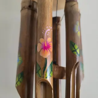 Indonesia Bamboo Wind Chime - Painted Flower Birdhouse
