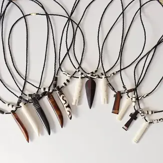 Kenya Beaded Bone Pendant Necklace
