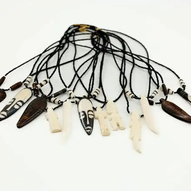 Beaded Bone Pendant Necklace