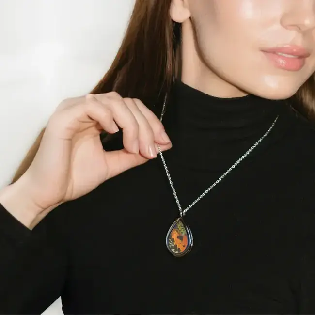 Butterfly Jewelry Sunset Moth Teardrop Pendant Necklace