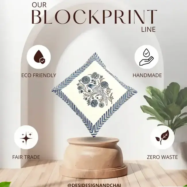 Blockprinted Cotton eBook Reader Pouch