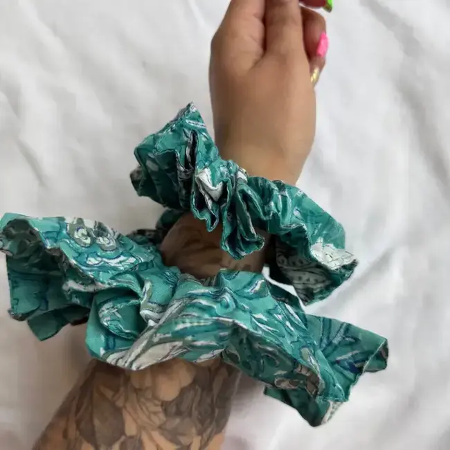 Blockprinted Cotton Scrunchie