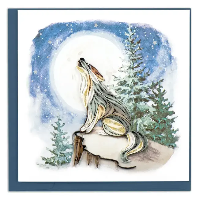 Quilling Card - Howling Wolf