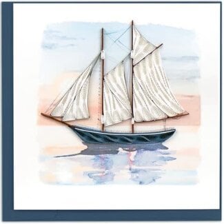 Vietnam Quilling Card - Schooner At Sunset