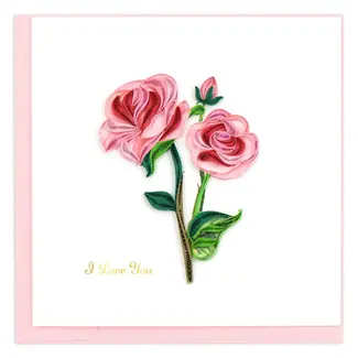 Vietnam Quilling Card - I Love You Long Stem Pink Roses