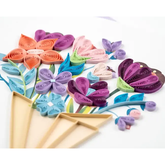 Quilling Card - Playful Flower Bouquet