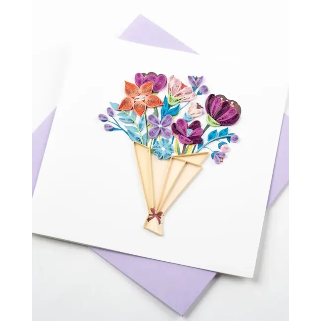 Quilling Card - Playful Flower Bouquet