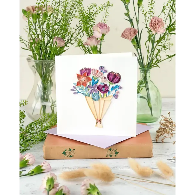 Quilling Card - Playful Flower Bouquet