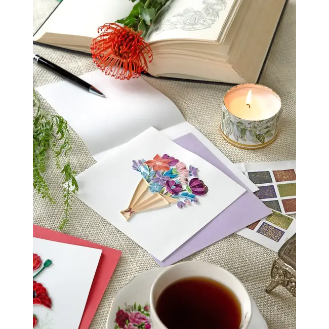 Quilling Card - Playful Flower Bouquet