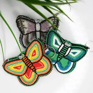 Guatemala Coin Purse - Beaded Butterfly Keychain