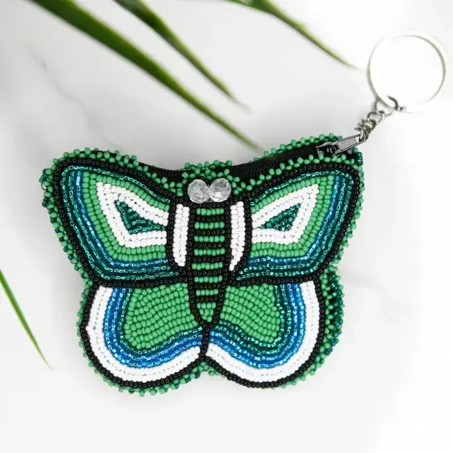 Coin Purse - Beaded Butterfly Keychain