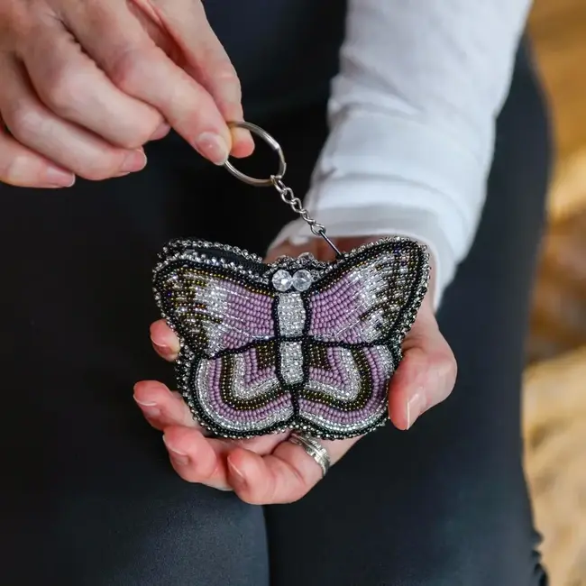 Coin Purse - Beaded Butterfly Keychain