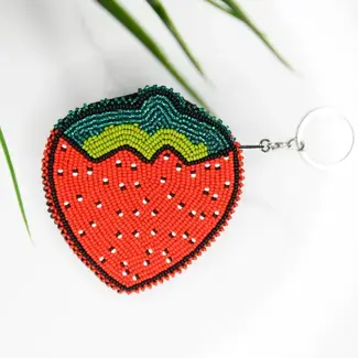 Guatemala Coin Purse - Beaded Strawberry Tutti Frutti