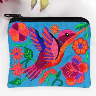 Guatemala Coin Purse - Embroidered Hummingbird