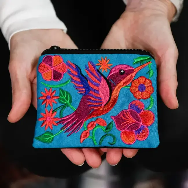 Coin Purse - Embroidered Hummingbird