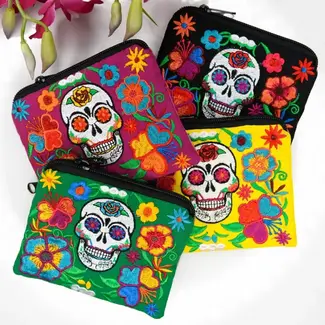 Guatemala Coin Purse - Embroidered Sugar Skull