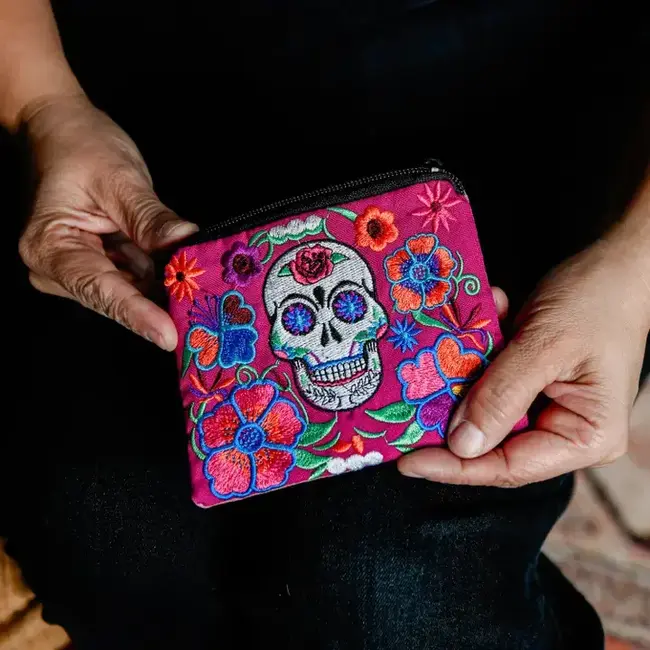 Coin Purse - Embroidered Sugar Skull
