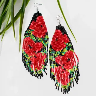 Guatemala Earrings - Beaded Rose