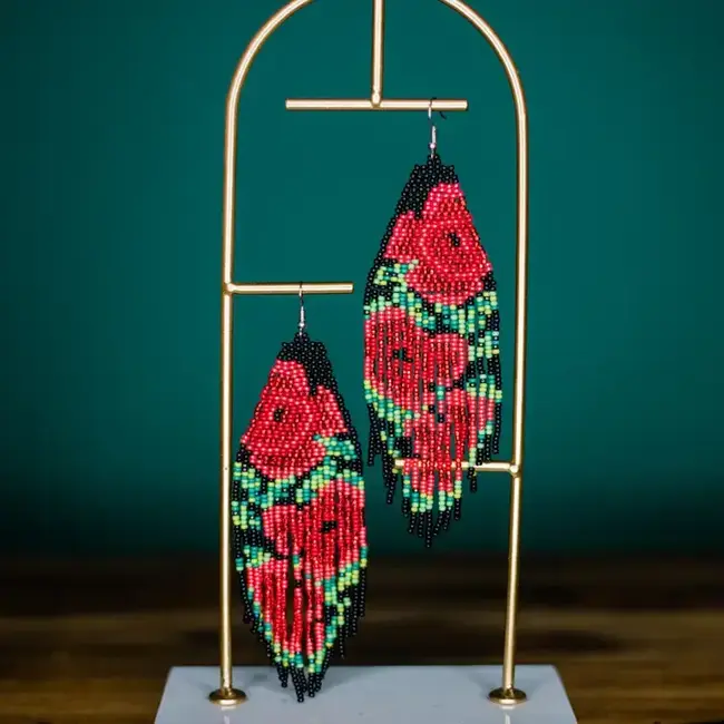 Earrings - Beaded Rose