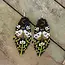 Earrings - Fringe Beaded Gold Moonlight Moth