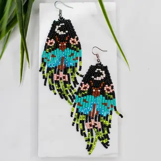 Guatemala Moth Fringe Earrings Blue Moonlight