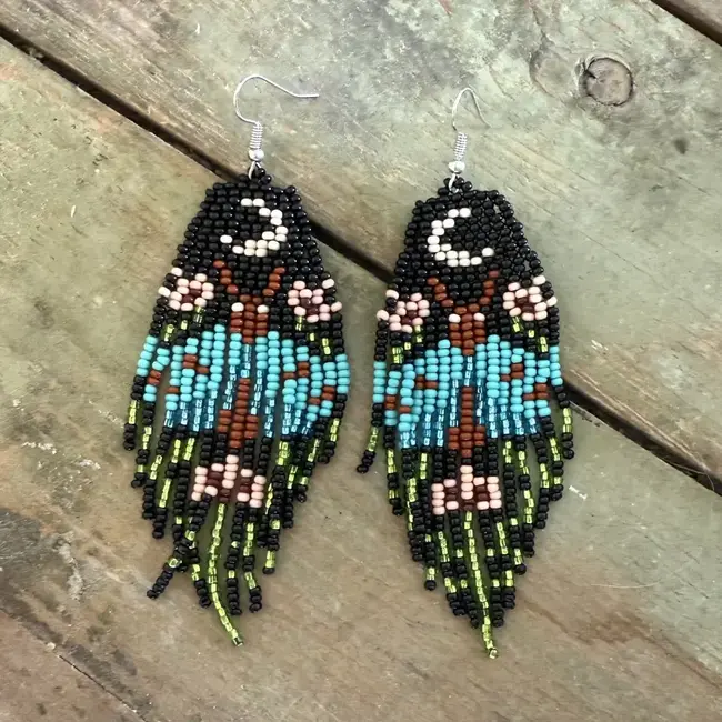 Moth Fringe Earrings Blue Moonlight
