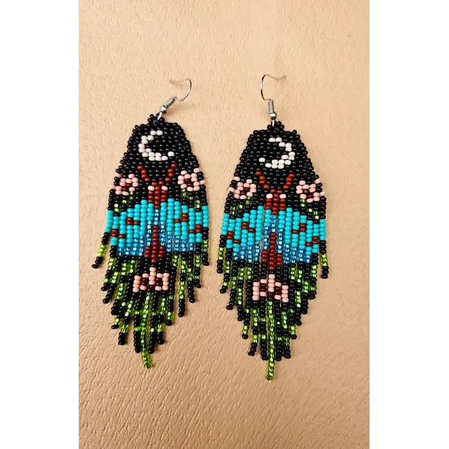 Moth Fringe Earrings Blue Moonlight