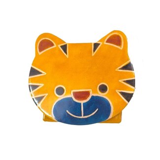 India Leather Coin Purse  - Orange Cat