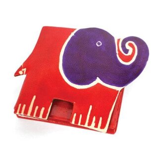 India Leather Coin Purse - Elephant