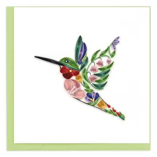 Quilling Card - Decorative Floral Hummingbird
