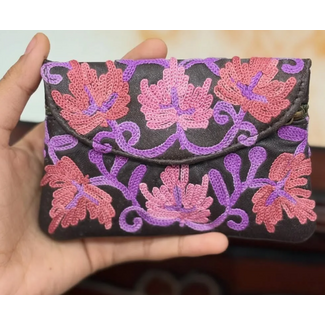 Kashmir Coin Purse - Embroidered Leather