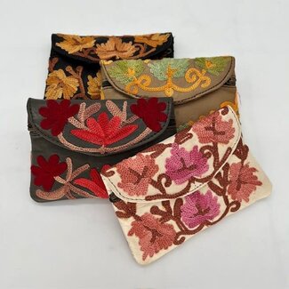 Kashmir Coin Purse - Embroidered Recycled Leather