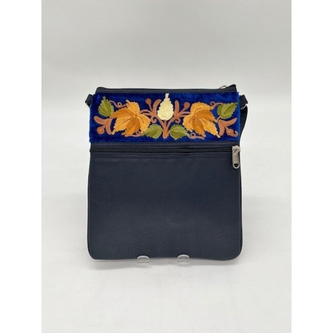 Bag - Flat w/ Zips Embroidered Leather & Velvet