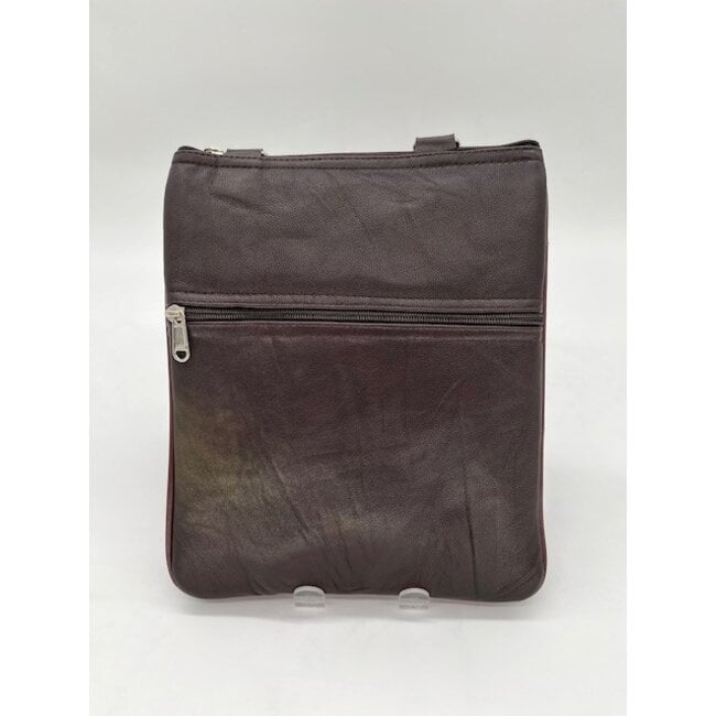 Bag - Flat w/ Zips Embroidered Leather & Velvet