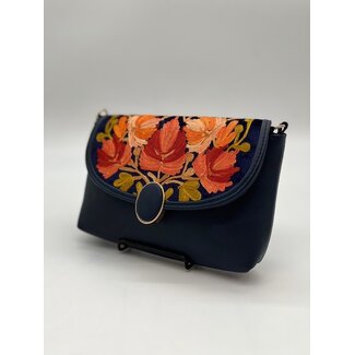 Kashmir Bag - Embroidered Velvet & Vegan Leather w/ Clasp
