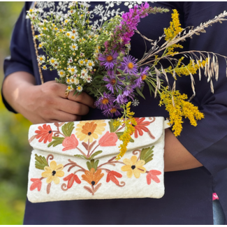 Kashmir Bag - Velvet Sling w/ Embroidery