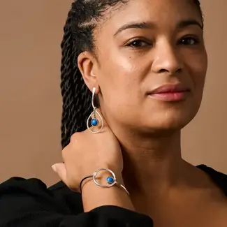 India Earrings - Kaksha Silver Cobalt Bead Drop