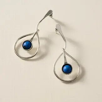 India Earrings - Kaksha Silver Cobalt Bead Drop