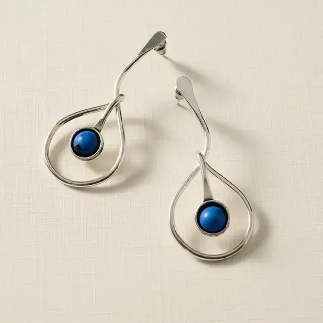 Earrings - Kaksha Silver Cobalt Bead Drop