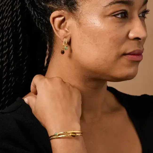 Earrings - Sanja Tiger + Glass Stone Post