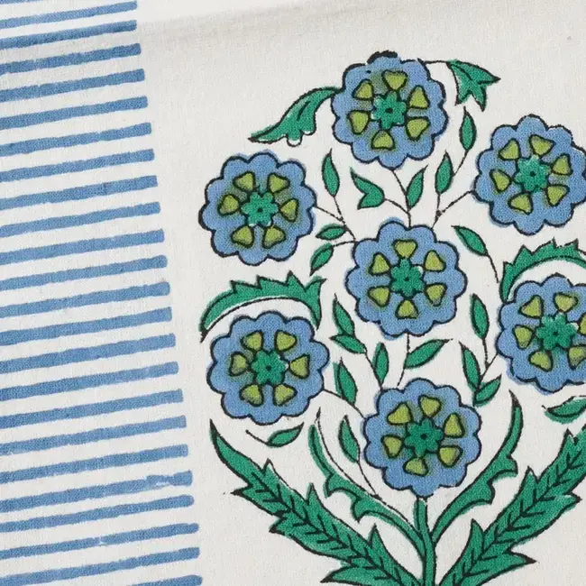 Napkin - Devika Floral + Stripe Block Print