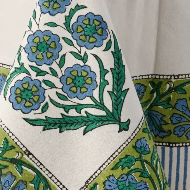 Tablecloth - Devika Floral + Stripe Block Print